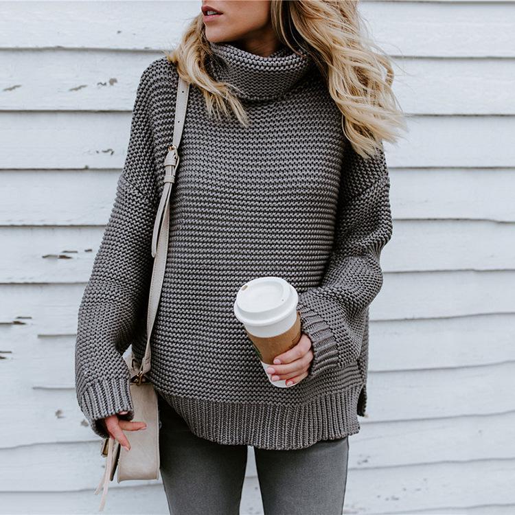 2026 Autumn/Winter Women's Thick Yarn High Neck Long Sleeve Knit Pullover Sweater