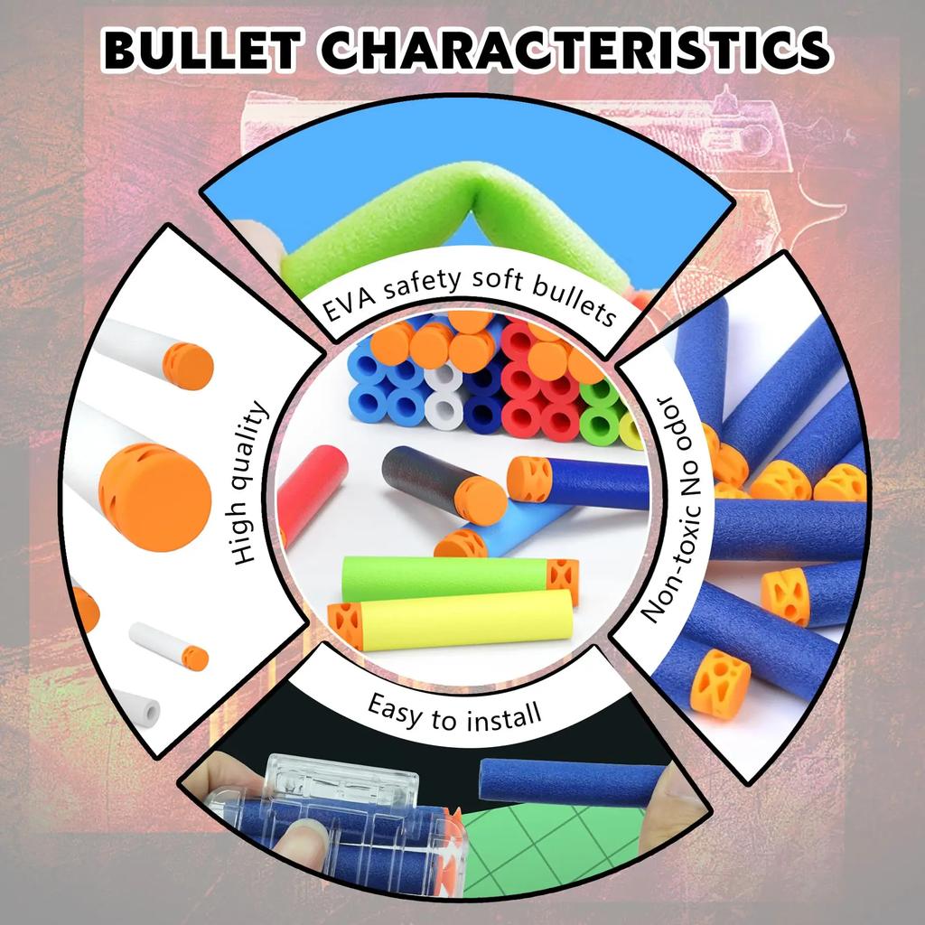 Sffle Darts Refill for Elite Guns Series Blasters Toy EVS Bullets 7.2x1.2cm Compatible with Party And Team Game