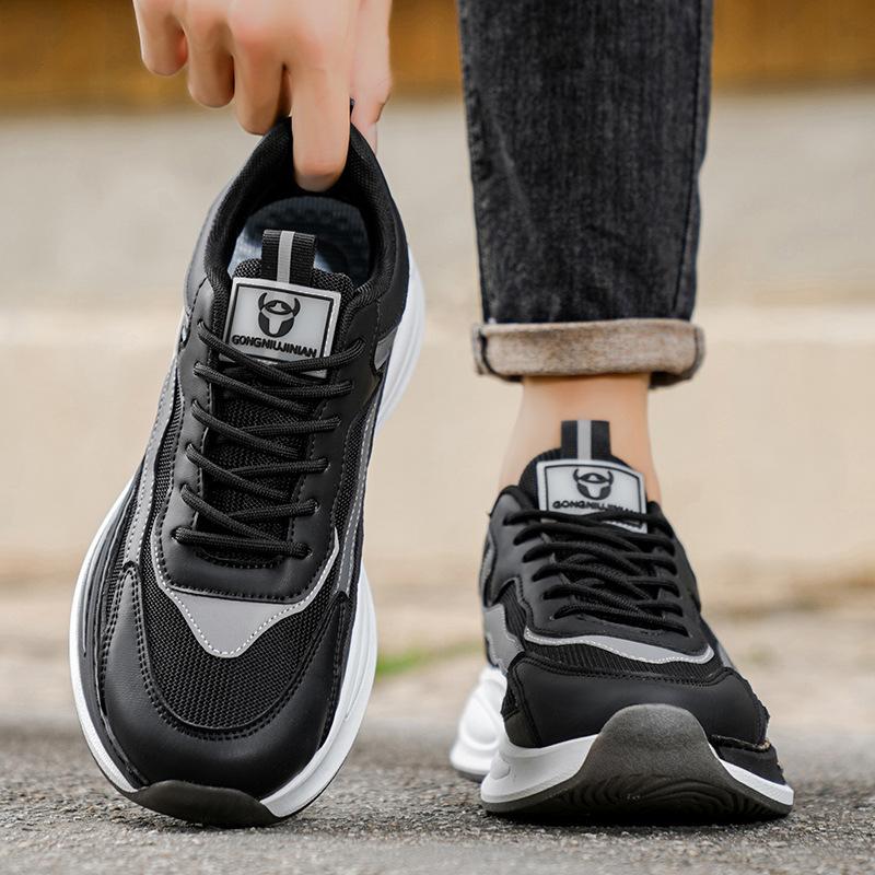 Trendy sports shoes men's thick-soled breathable mesh shoes spring and autumn new students outdoor running trendy shoes men's shoes