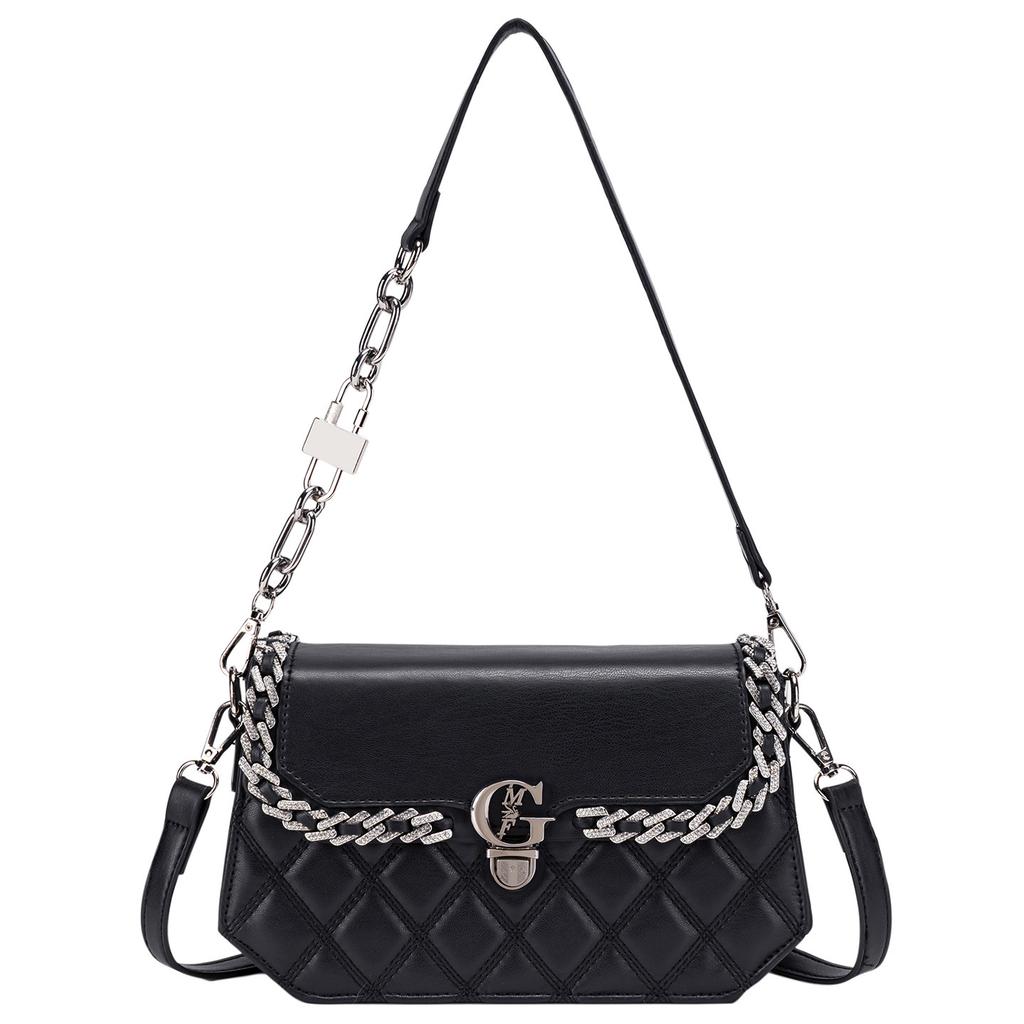 Borsa Piccola Quadrata con Chiusura a Diamante e Catena - Borsa da Donna alla Moda a Spalla Singola o Crossbody