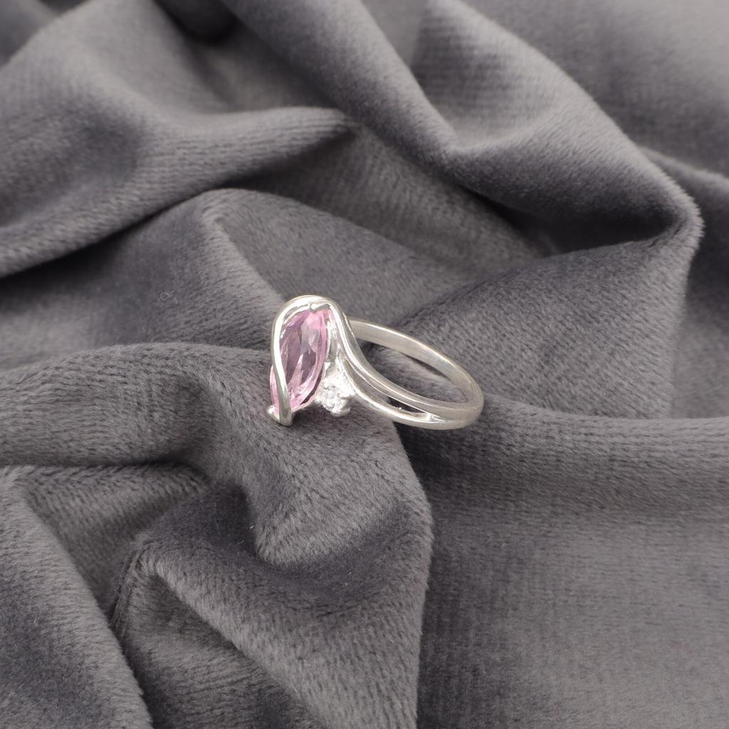 Rare Morganite Gemstone 925 Sterling Silver Jewelry Zircon Ring For Women Gift CZR-8-6