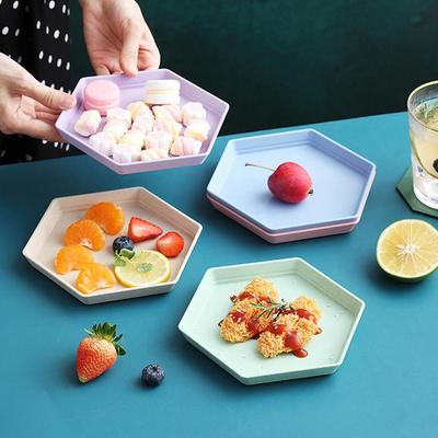 Fruit Tray Hexagonal Square Square Dessert Snack Food Wheat Straw Thickening Tray Fruit Tray