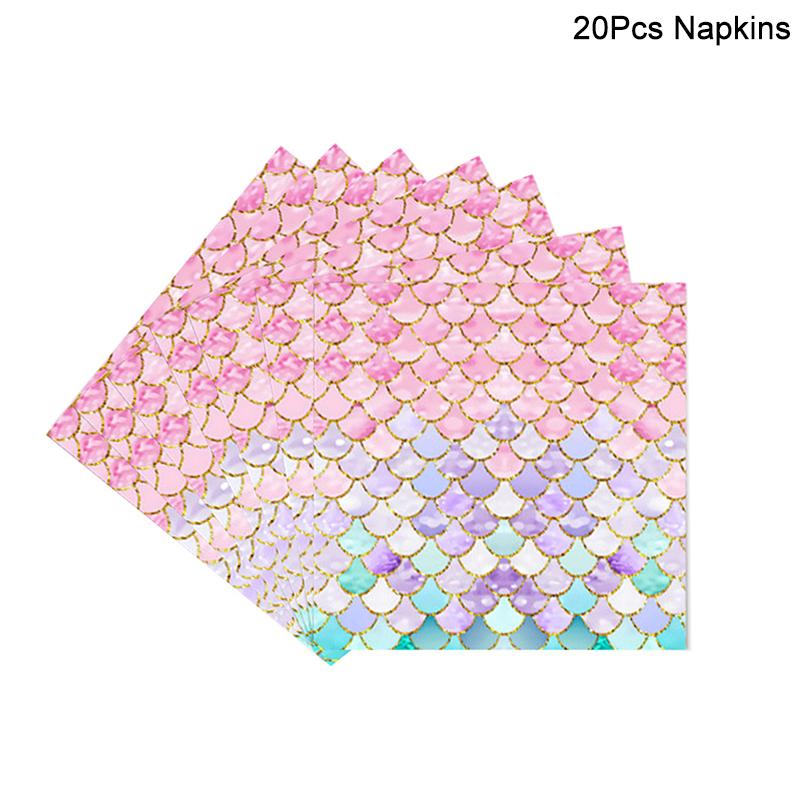 Meerjungfrau Einweggeschirr Set Pappteller Tasse Serviette Tischdecke Kinder Mädchen Kleine Meerjungfrau Geburtstagsparty Dekoration Lieferungen