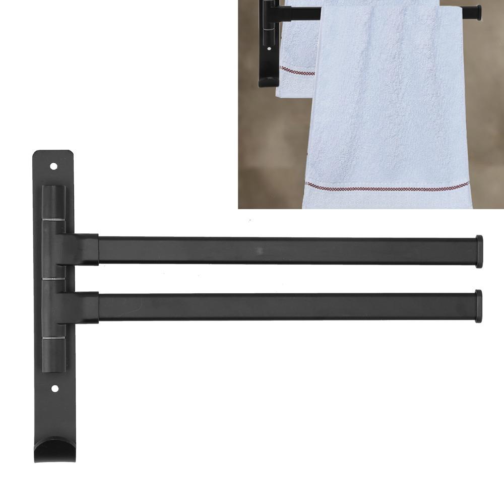 Aluminum Alloy Towel Bar 2 Arms Rotating Towel Rack Space Saving Swivel Towel Rack Household Use