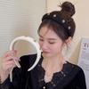 Korean Elegant Solid Color Flower Headband for Women Simple Thickened Sponge Pearl Camellia Hair Hoop Headdress Hair Accessories