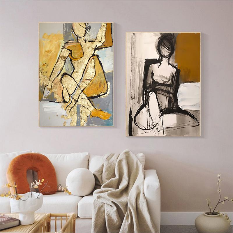 Abstract Sexy Women Back Canvas Painting Vintage Women Wall Art  Poster Print Decorative Picture Modern Living Room Home Decor Unframed