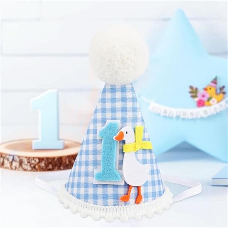 Lovely Waterfowl Themed first Birthday Hat For Infants Safe Comfortable Not Interlaced Fabric Party Decoration