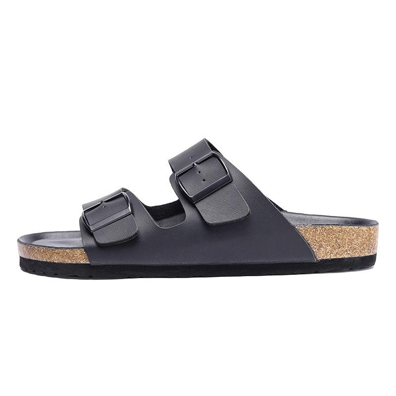Men's and Women's Boken Slippers, Couple's Beef Suede Beach Shoes, Comfortable Spring and Summer Cork Flat Sandals, One-word Cool Slippers