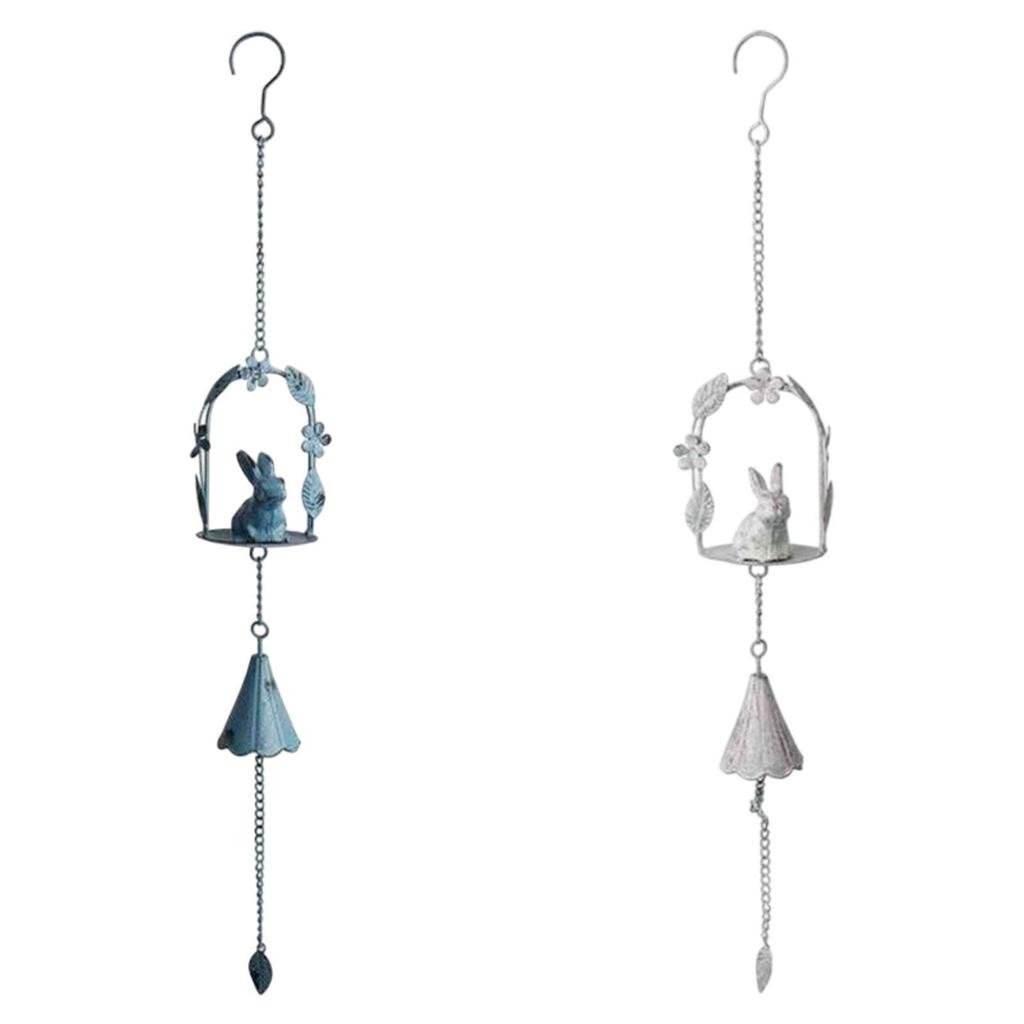 Retro Style Bunny Windchime Garden Decor Cute Wall Hanging Ornament Memorial