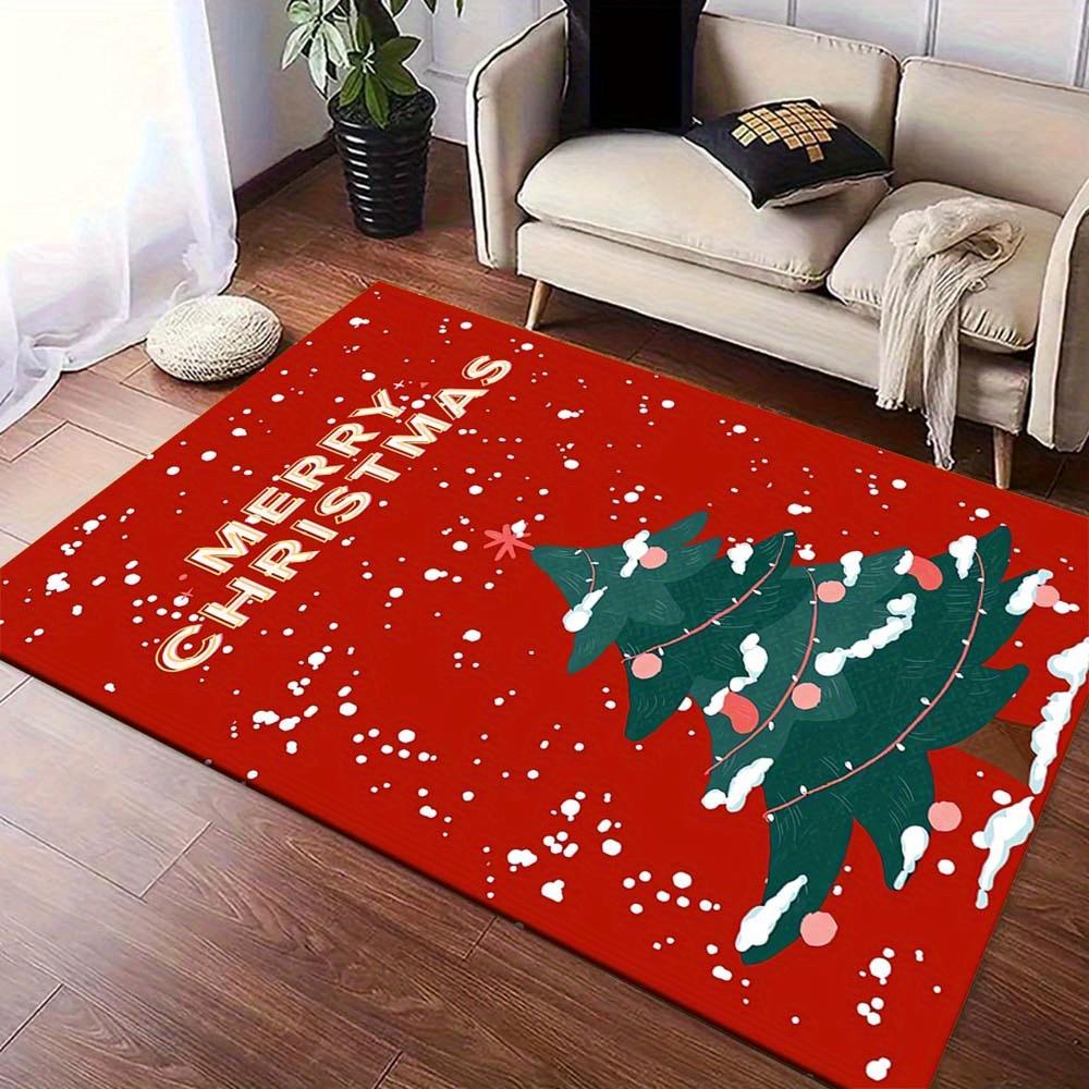 1pc Christmas Themed Rug, Christmas Tree Print, Bedside Carpet, Non slip Laundry Room Mat, Machine Washable Water Absorbing Entrance Door Ma