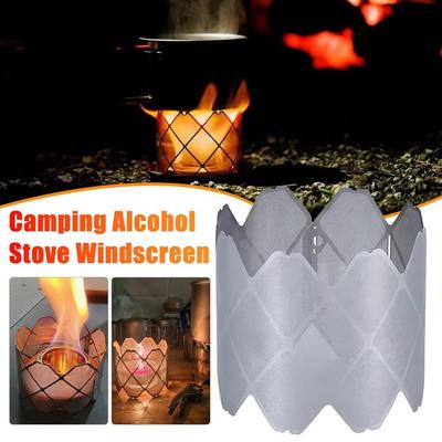 Portable Outdoor Gas Stove Windscreen Stainless Steel Thin Alcohol Stove Rack Ultralight Camping Lamp Shade Outdoor Camping