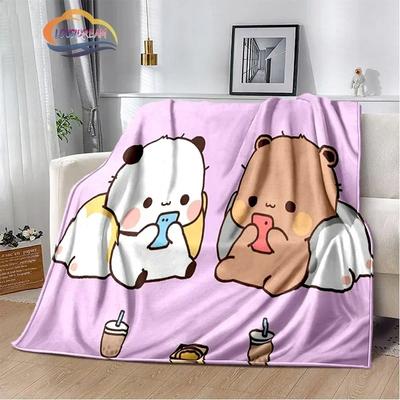 Cartoon Print Bear and Pa Blanket Cute Bubu  Dudu Series  S Warm Flannel Soft Comfortable Home Bed#(14)