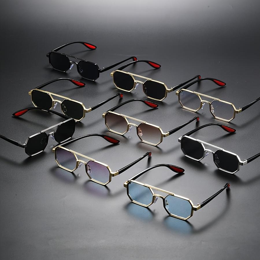 Vintage Punk Style Square Sunglasses for Men Steampunk Metal Frame Cool Decoration Hinge Glasses
