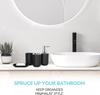 Black Bathroom Accessories Set 4 PCS Plastic Soap Dispenser and Toothbrush Holder Set Soap Dish and Mouthwash Cup Boho