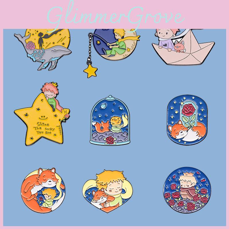 Charming Cartoon Metal Badge Set Featuring The Little Prince Creative Brooch Collection