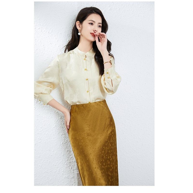 Silk Blouse Women's Chinese Senior Sense Of Light Luxury Temperament Models Tops