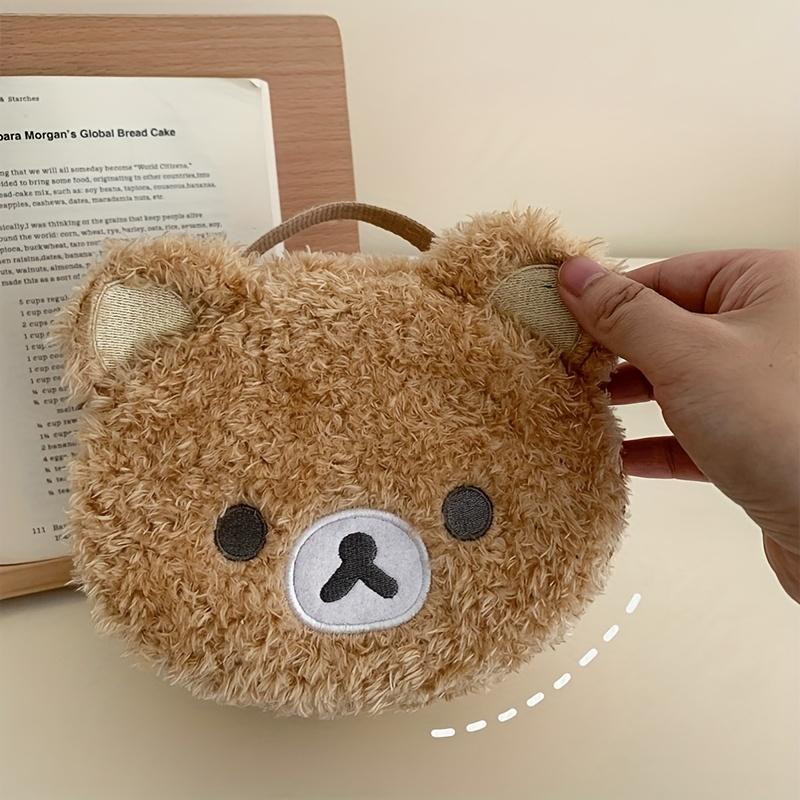1pc Women Pouch Cute Plush Teddy Bear Makeup Bag Kawaii Portable Travel Cosmetics Lipstick Organizer with Mesh Pouch Girls Gift
