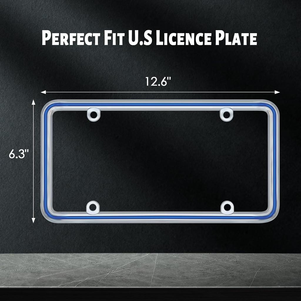 1pcs Heavy Duty Metal License Plate Frame, Made of Zinc Alloy with 4 CHR-Blue
