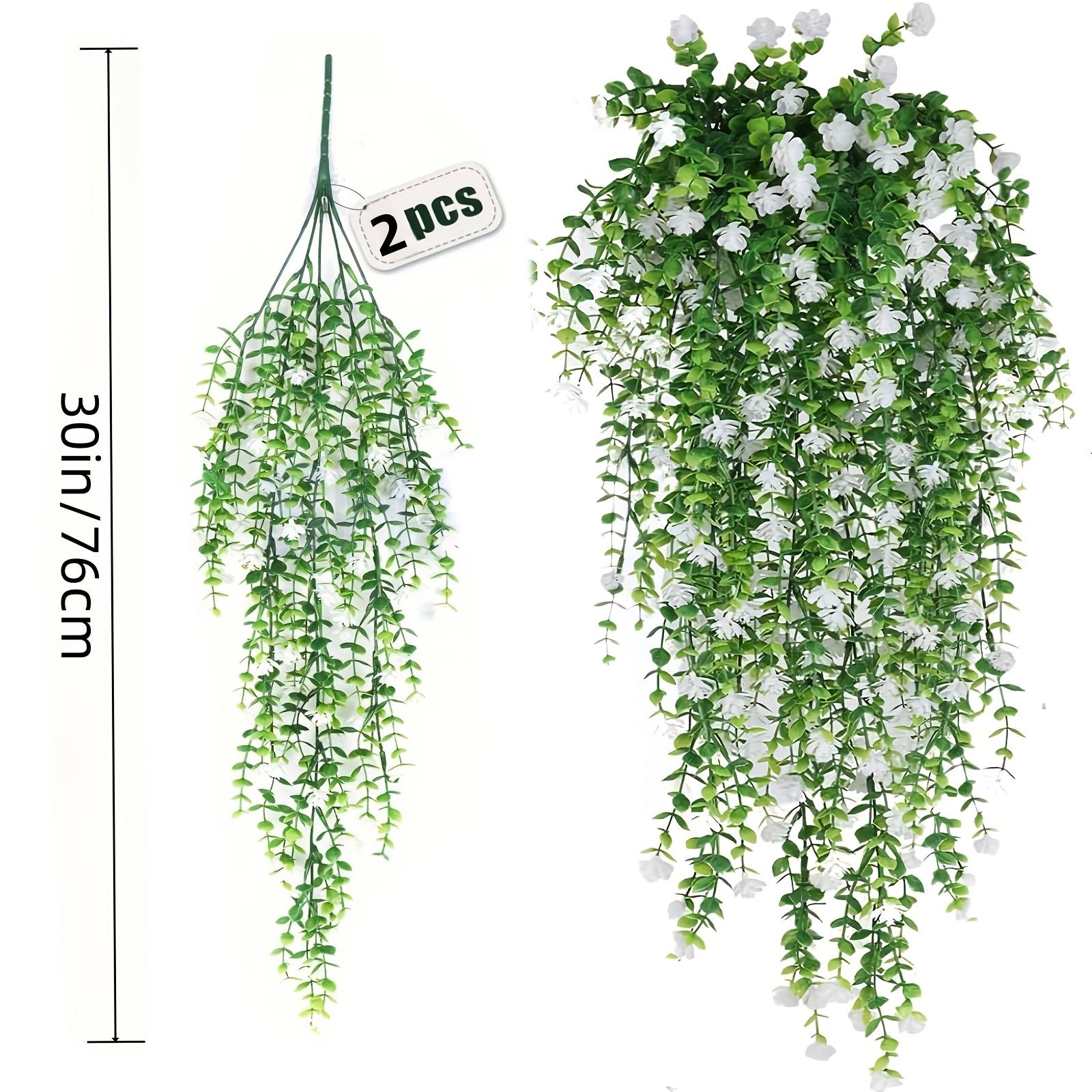 

Artificial Hanging Eucalyptus Vine with White Flowers UV Resistant Plastic Ivy Garland, Suitable for Indoor Outdoor Decor, Garden, Wedding, Party, Ei белый