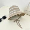 Openwork Colorful Striped Bucket Hat Knitted Hollow Out Sunshade Hat Thin Breathable Panama Hat Summer