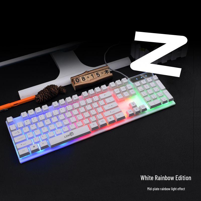 Gaming Style USB Keyboard and Mouse Set with Backlit Mechanical Feel for Desktop and Laptop