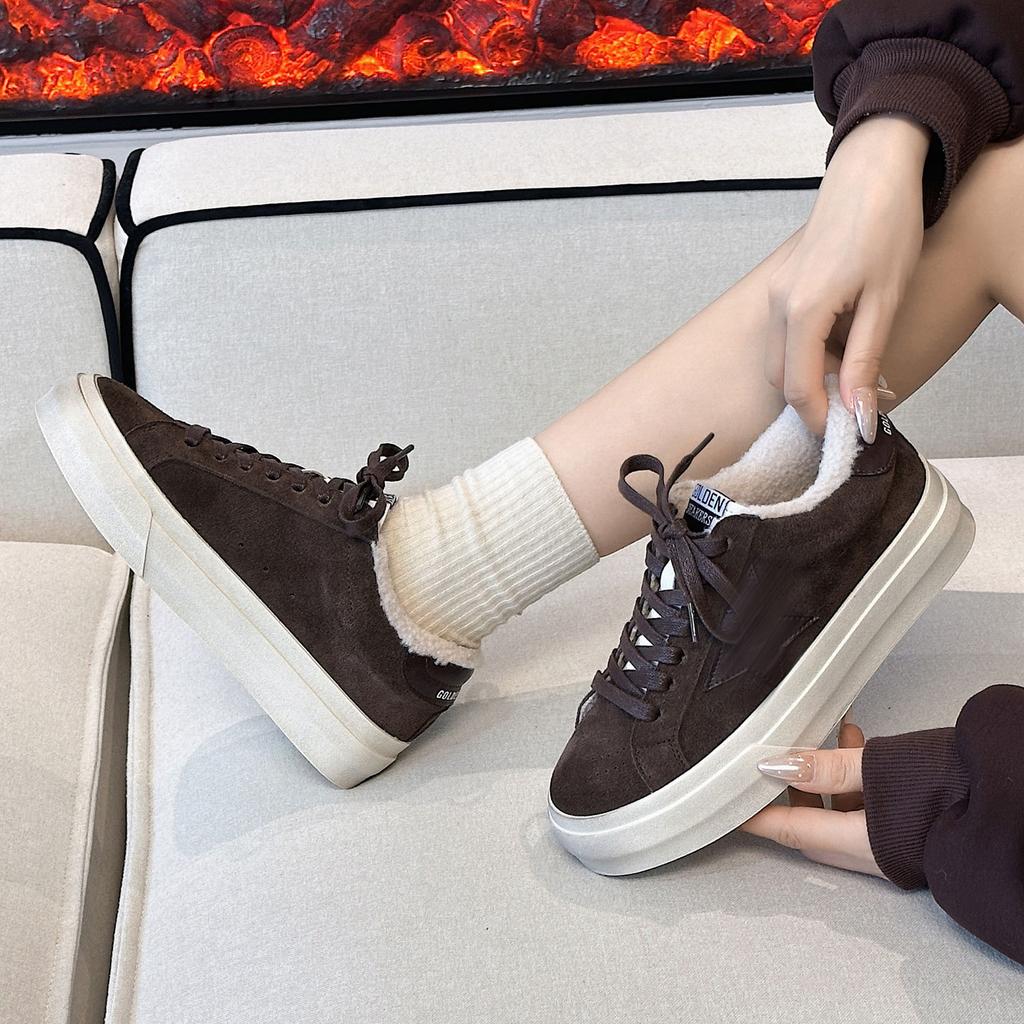 Leather Star Small Dirty Shoes Women's Winter Retro Old Velvet Warm Fashion Casual Versatile Board Shoes