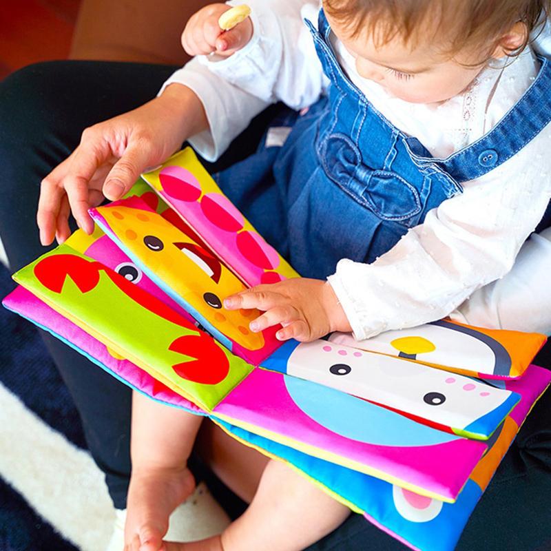 Książka z motywem zwierząt z kreskówek, pasująca do materiału, podarta książka z materiału stereo dla dzieci, Montessori, wczesna edukacja, nauczanie, książki dla maluchów, prezenty