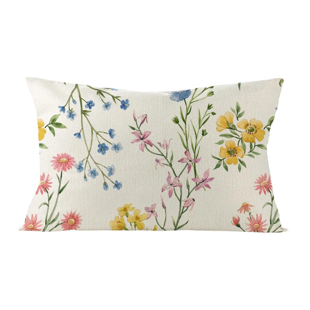 Rectangular Floral Plant Print Cushion Cover Sofa Chair Car Pillow Cover Decorative Sofa