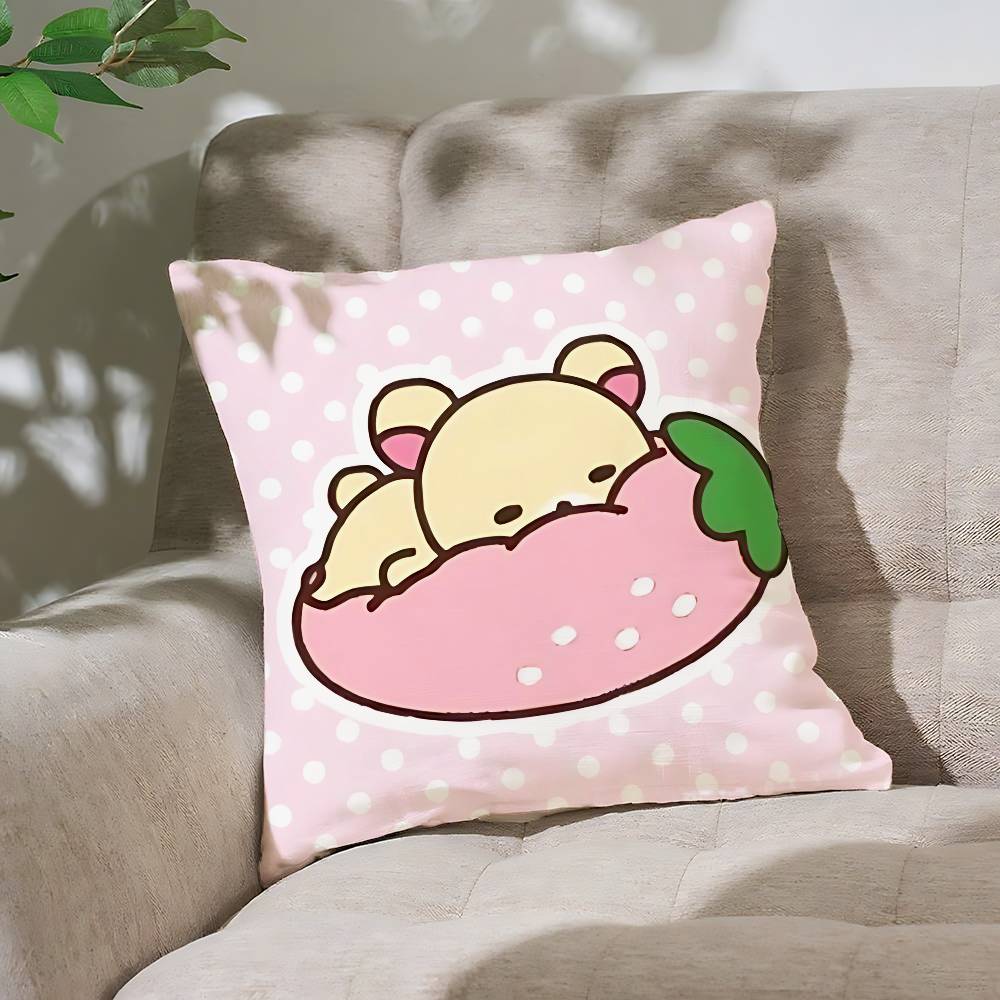 Cute LrilakkumaS Kawaii Pillow Case Cushion Cover Soft Cute Throw Pillow Case For Car Sofa Pillowcase Polyester With Zipper