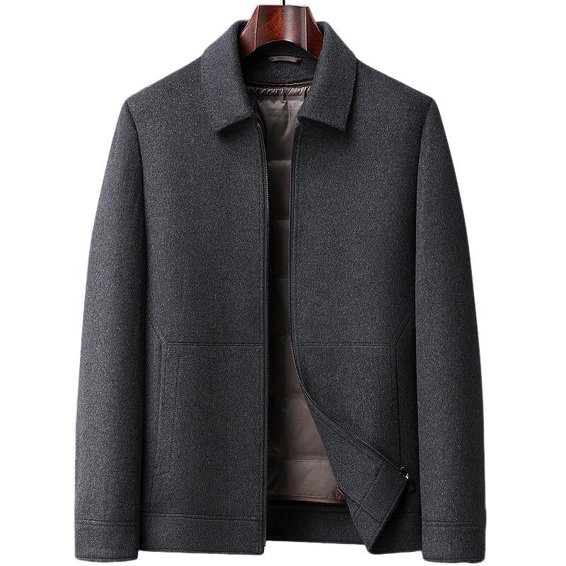 Pierre Cardin Men's Double-Sided Wool-Blend Winter Overcoat with Down Lining
