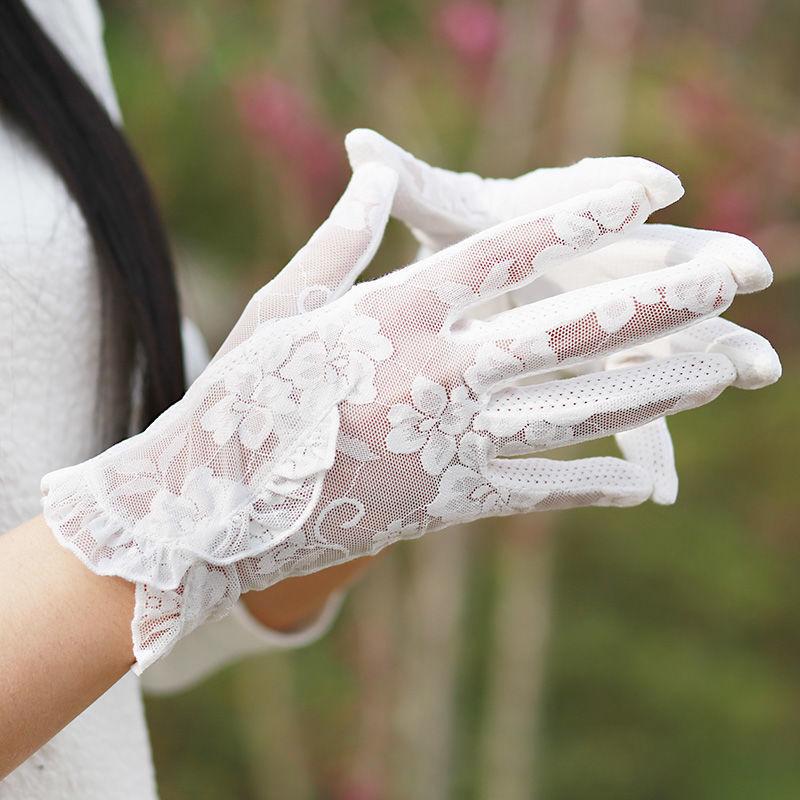Lace Short Breathable Sun Protection Non-Slip Drive Women Thin New Gloves High Quality Ruffles Elegant Etiquette Soft