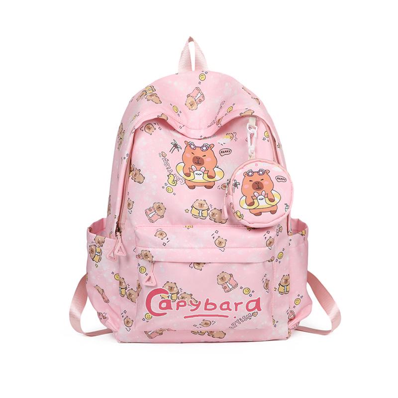 New Style Lightweight Children's Backpack - Large Capacity for Boys & Girls, Double Shoulder Bag with Capybara Design