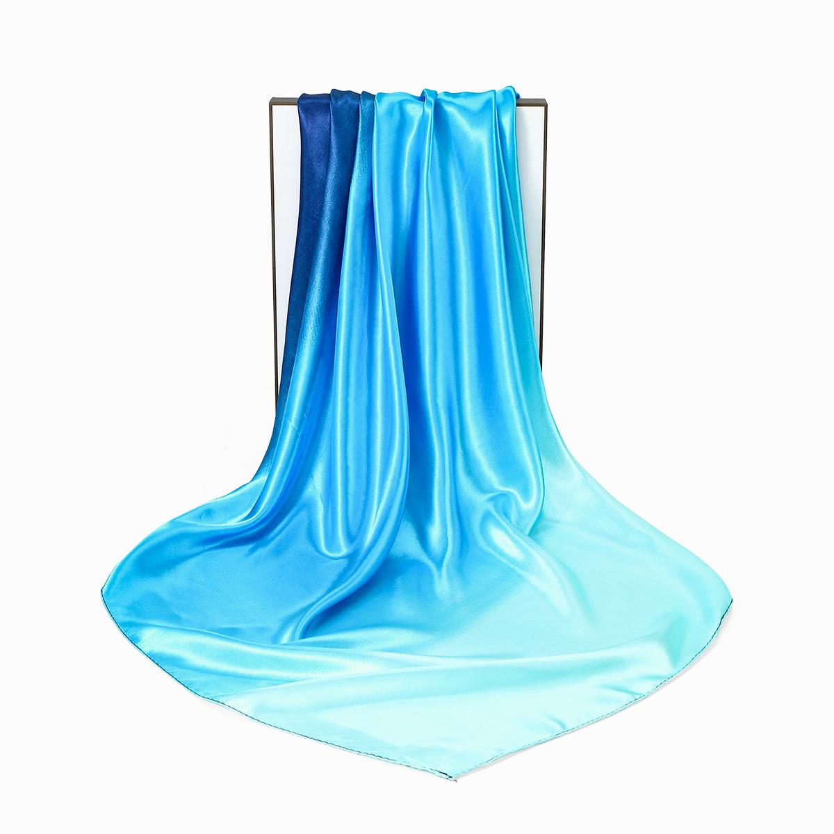 Classic Gradient Silk Scarf Color Print Satin Women S Shawl Headscarf Towel Fashionable Summer Scarf Polyester 90*90Cm