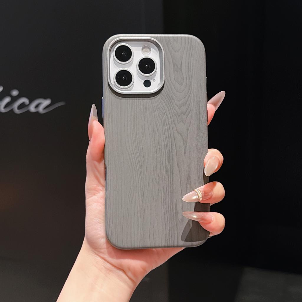 Simple Magnetic Wood Grain PC Phone Case for iPhone 17 Pro Max 16 Pro 15 Comfortable Grip Shockproof For Magsafe Durable Cover