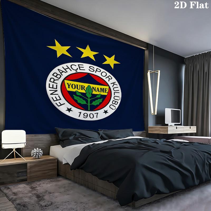 Fenerbahe Sports Club Custom Name Wall Tapestry Aesthetic Wall Hanging Printed Fabric Blanket Decorative Tapestries for Bedroom Living Room Home Decor