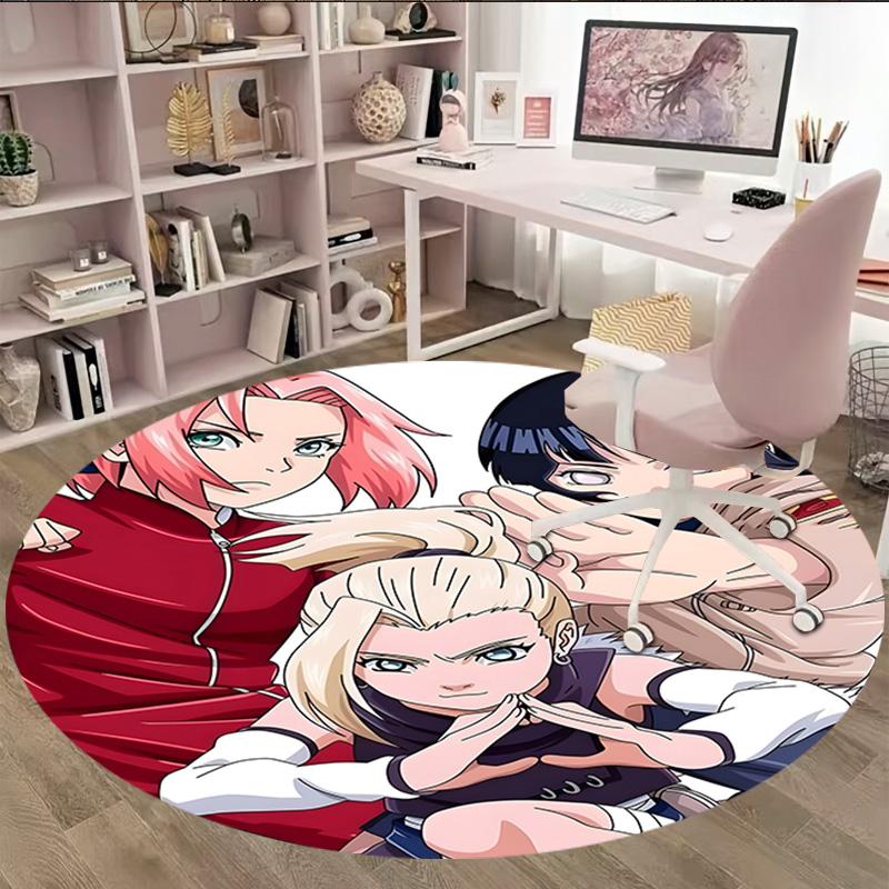 1 Stück NARUTO (4) Runder Teppich mit Aufdruck Stuhl Runder Teppich Geeignet für Schlafzimmer Wohnzimmer Heimdekoration Teppich