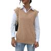 Vintage Mode Elegant Lässig Frühherbst Gestrickt Einfarbig Zopfmuster Pulloverweste Damen