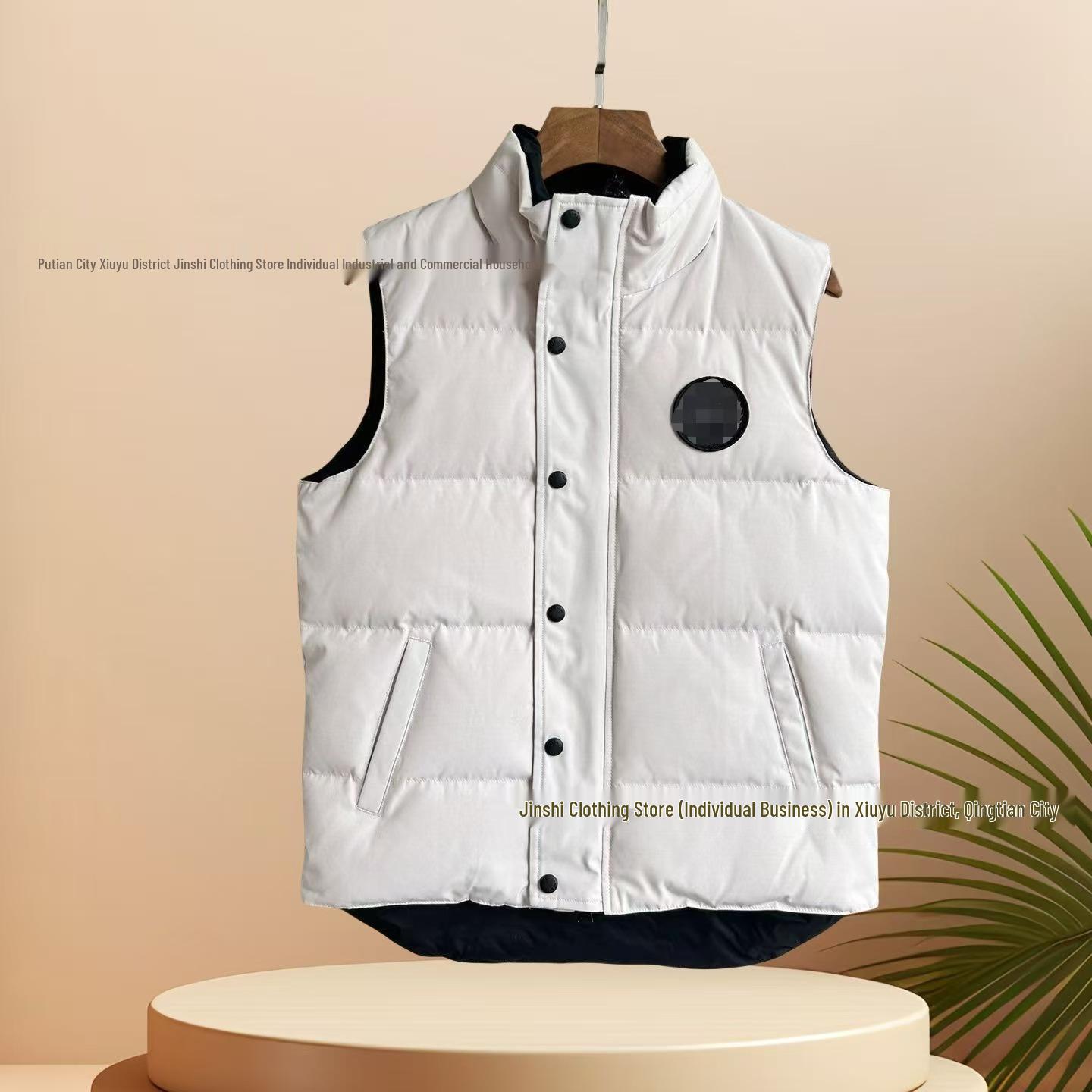 Unisex Autumn/Winter Goose Down Vest with Slanted Pockets - Thick, Versatile, Casual Outerwear M