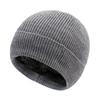 Autumn/Winter Fleece-Lined Ski Knit Hat for Men and Women Warm, Thickened Ear-Warming Woolen Beanie One-Piece Solid-Colour Hat