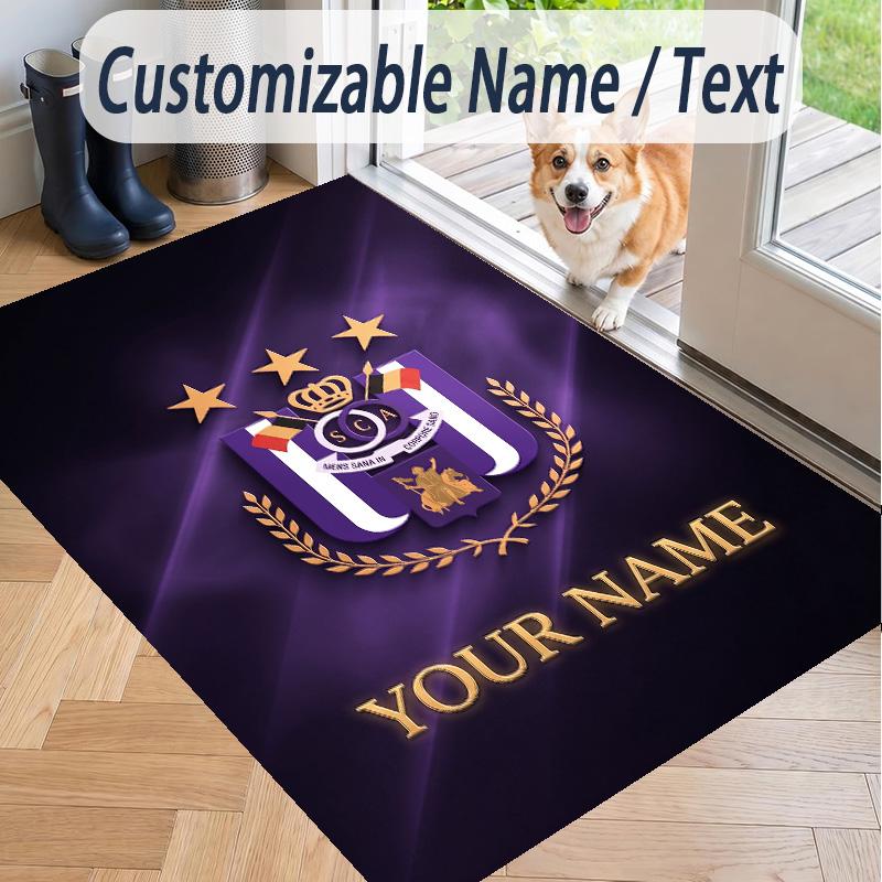Custom Text Printed Rug Anderlecht FC Non Slip Floor Carpet For Home Room Decor