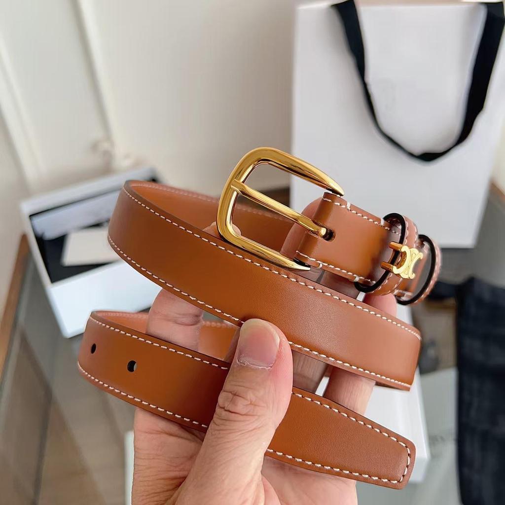 New Women's 2.5 Triomphe Pin Buckle Calfskin Belt - Versatile Fashion Accessory with Gift Packaging