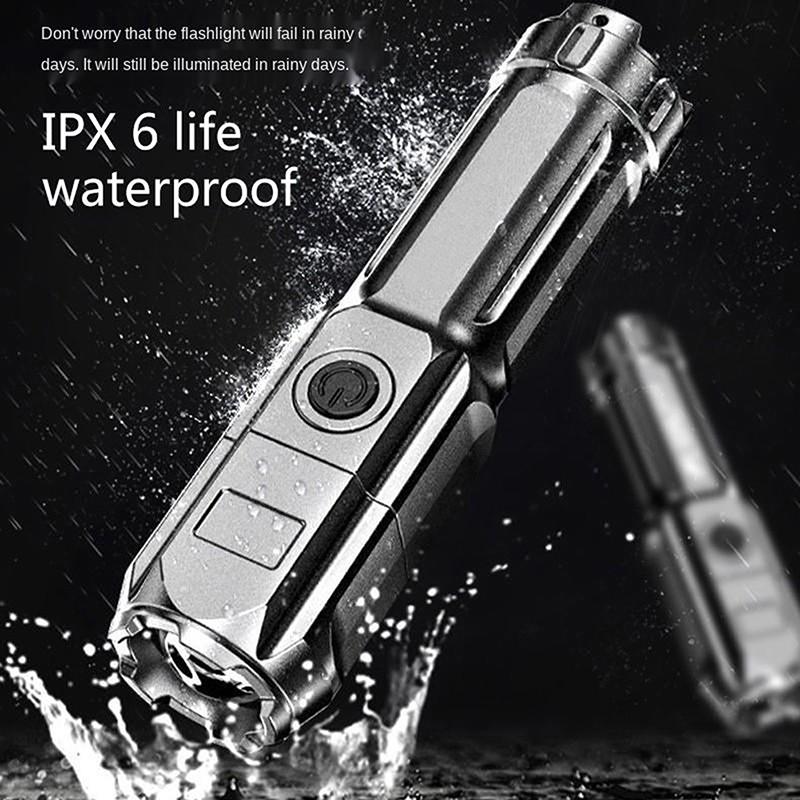 Powerful LED Tactical Flashlight USB Rechargeable Zoomable Torch Waterproof Hand Lamp for Outdoor Camping Hiking Fishing & Emergency Searchlight