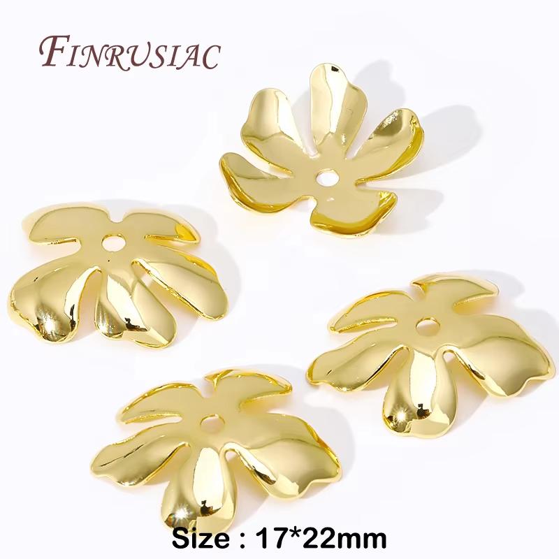 8.5mm Spacer Bead Caps 18K Gold Plated Brass with Zircon Flower Bead End Caps For Jewelry Making Supplies DIY Accessories