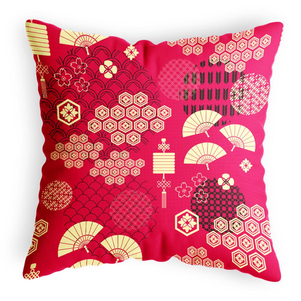 

Прикроватная наволочка-подушка многоцветная хлопково-льняная с принтом наволочка на подушку-спинку для обеденного стула атласная серия в китайском стиле наволочка 44 * 44CM pillow cover, satin