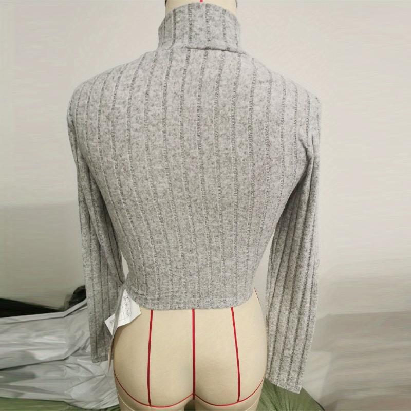 Women's Knitted Pullover Pants Two Pieces Set Slim Long Sleeved Mock Neck Top High Waist Wide Leg Pant Outfits