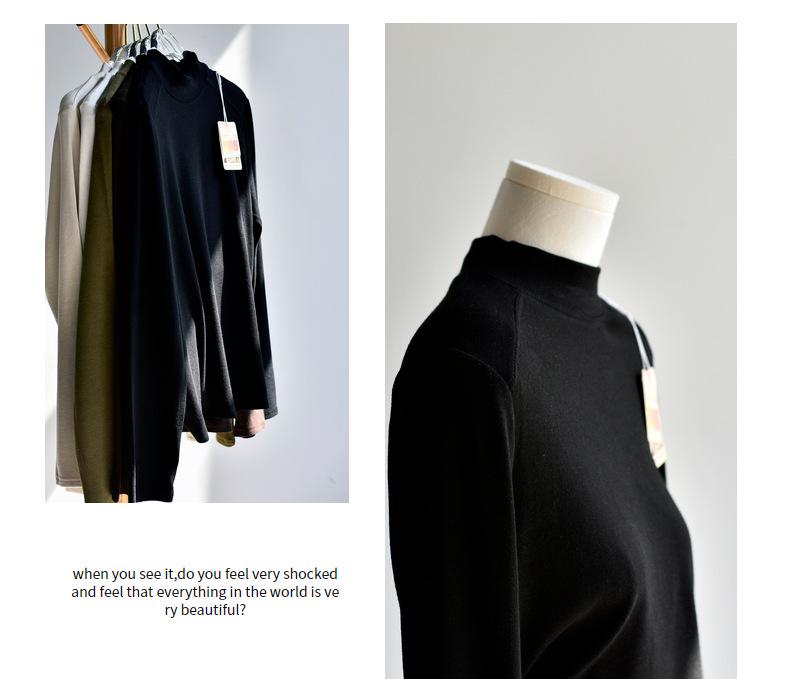 **Dámský zimní svetr Meiyabi s polovičním rolákem, francouzský úplet**