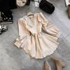 Elegant Women's Spring V-Neck Solid Color Long Sleeve Party Dress