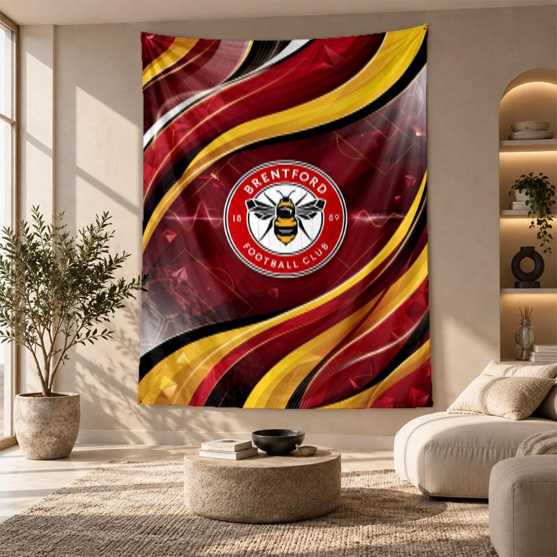 Dekoratives Wandbehang, Brentford Fußball Bedruckte Wandkunst, Leichte Wanddekoration für Schlafzimmer Hintergrund