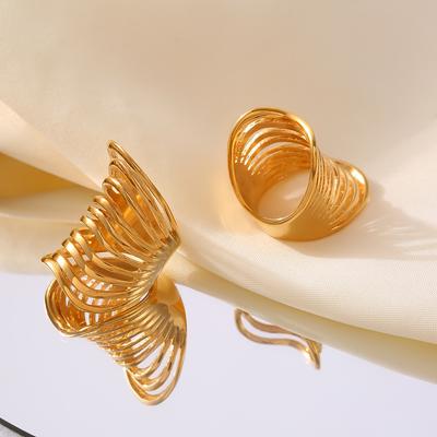 Δαχτυλίδι Commuter Hollow Multi-Layer Line Retro Excerpted από ανοξείδωτο ατσάλι επιχρυσωμένο με αληθινό χρυσό για τον δείκτη των οστών