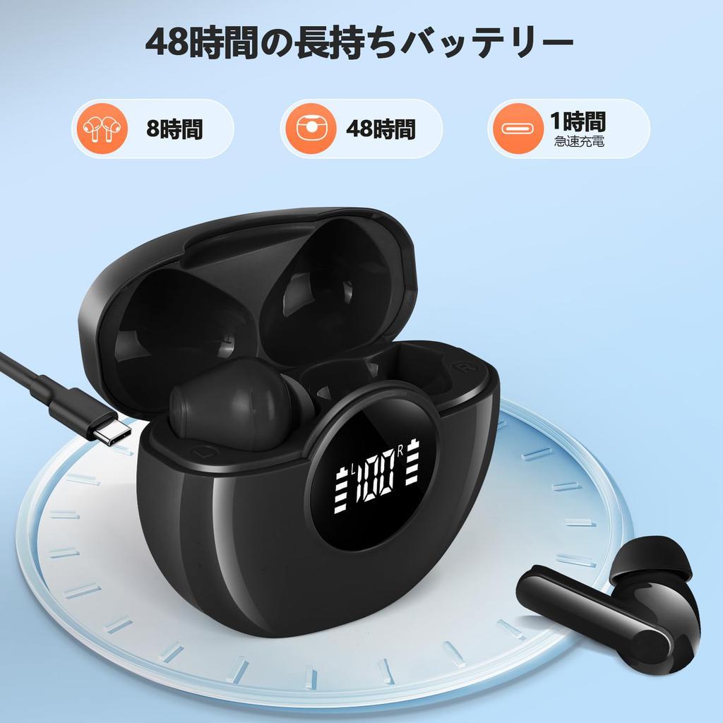New Bluetooth Wireless Earbuds with 48 Hours of Deep LED IPX7 Touch Wireless Instant Automatic Fast Gift Compatible with and Web Conferencing [2025